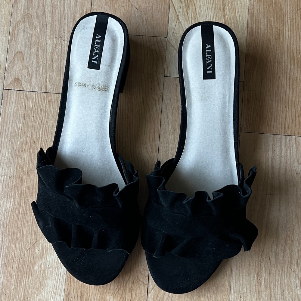 Alfani Women's Black Ruffle slides